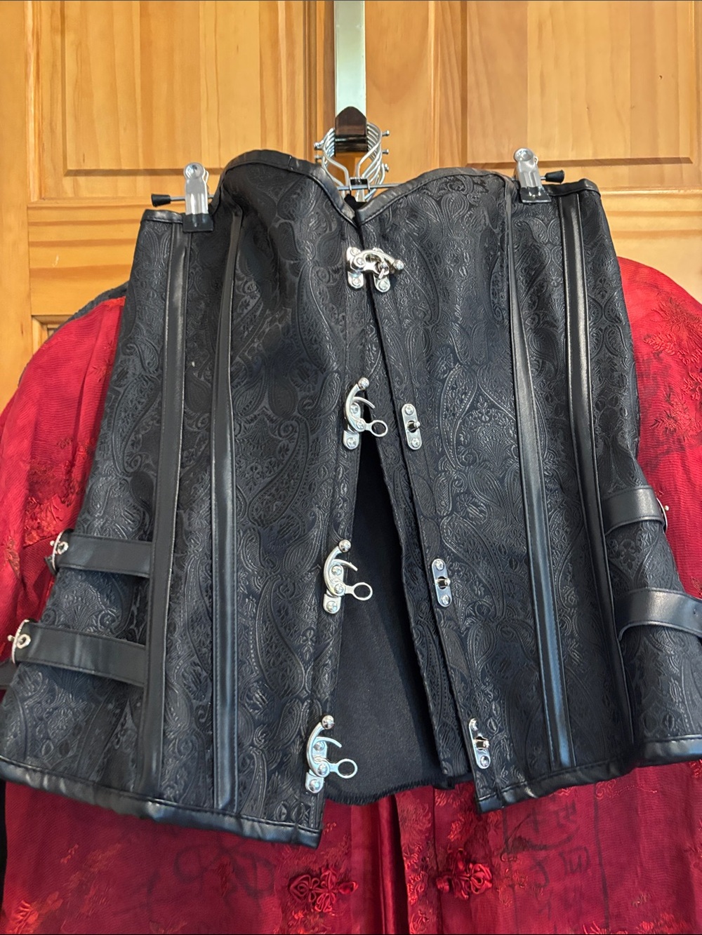 Black Embroidered plastic-Boned Corset Top